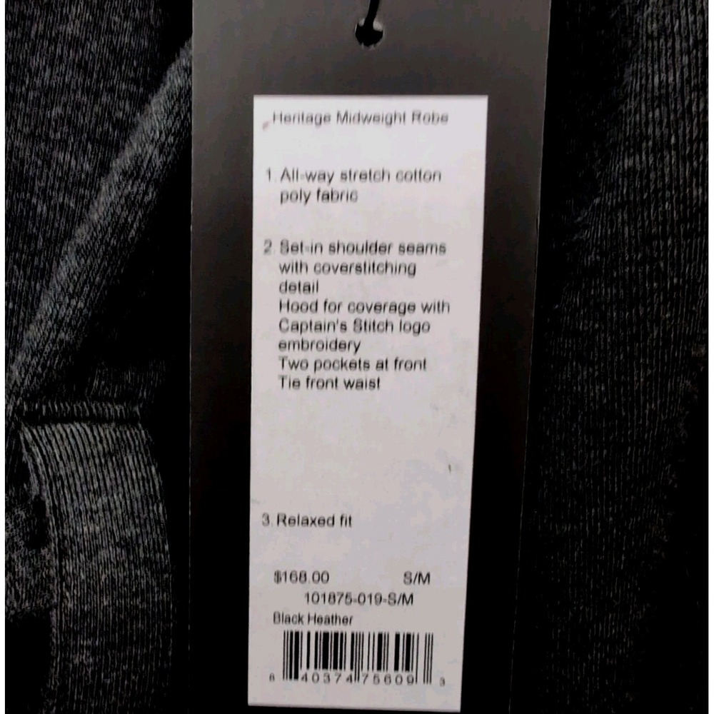 Rhone Hooded Belted Wrap Robe Mens Size S/M Black Heather Midweight NEW NWT $168 - Picture 8 of 10